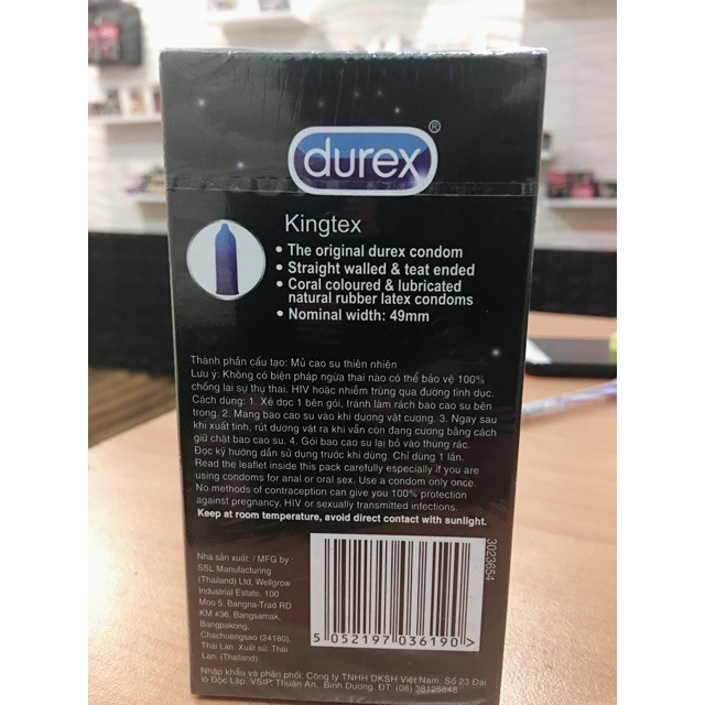 Hộp 12 Bao cao su Durex size nhỏ vừa vặn 49mm