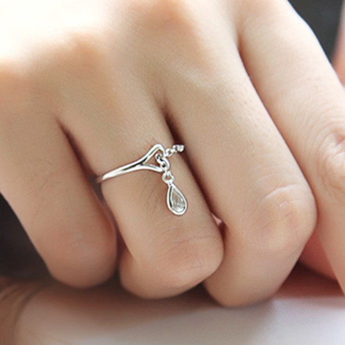 Nhẫn bạc 925 thiết kế hình giọt nước đính đá thời trang cho nữ ANTA Jewelry - ATJ3461