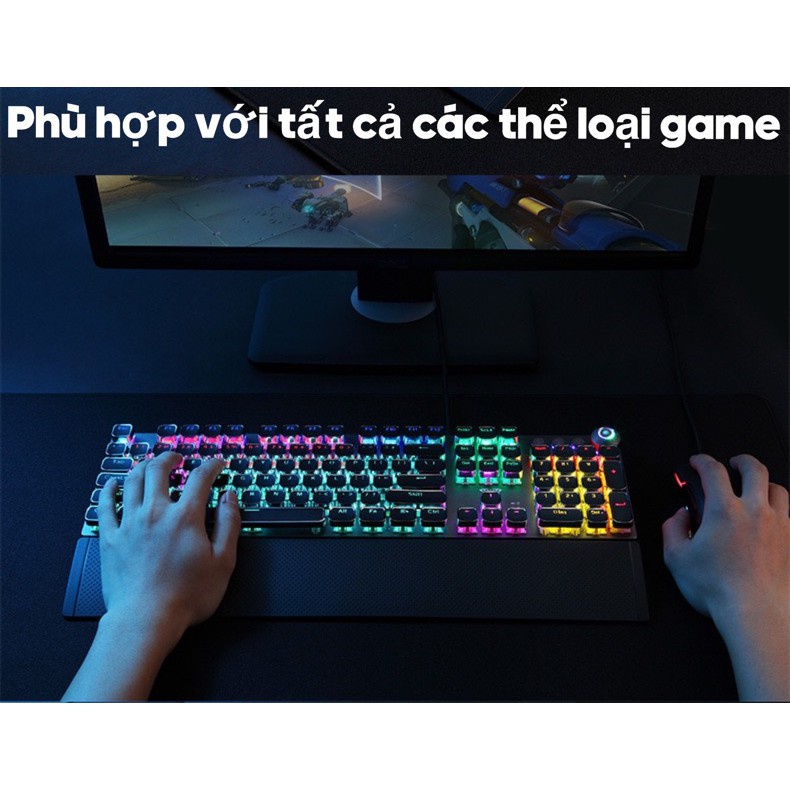 Bàn Phím Cơ Chơi Game FZ508 Pro Full Size 104 Phím Led RGB Nhiều Chế Độ Cực Đẹp  Kèm Kê Tay, Dùng Cho Máy Tính PC Ga