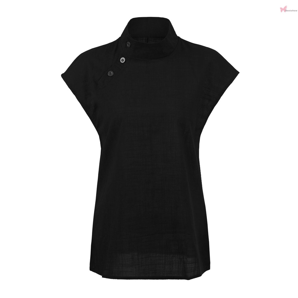 Đầm sát nách cổ đứng phối nút trước màu đen size 3XL (0026)