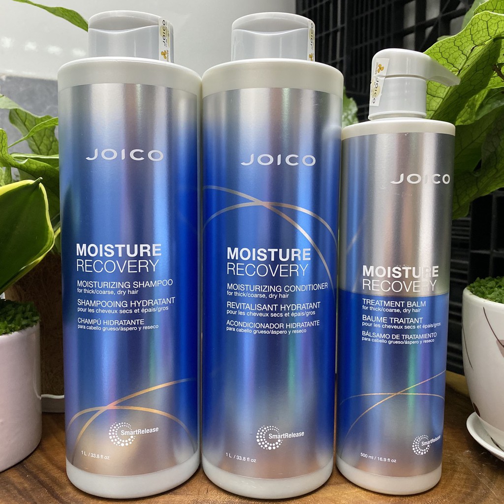 Combo dầu gội xả hấp dưỡng ẩm rong biển Joico Moisture siêu mềm mượt tóc 1000mlx2/500ml