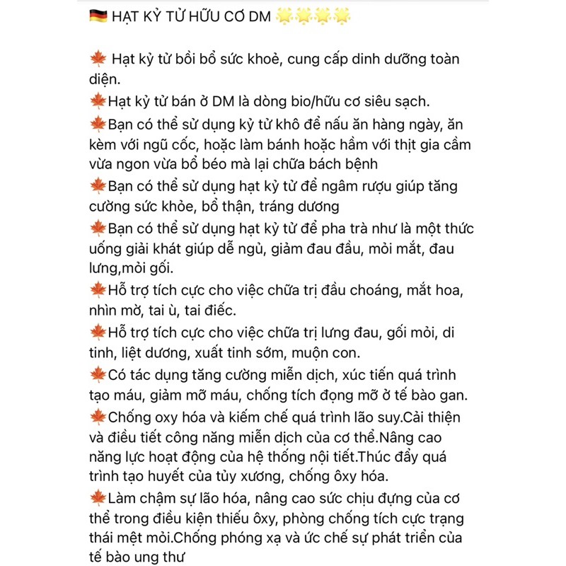 Hạt kỳ tử hữu cơ DM nội địa Đức