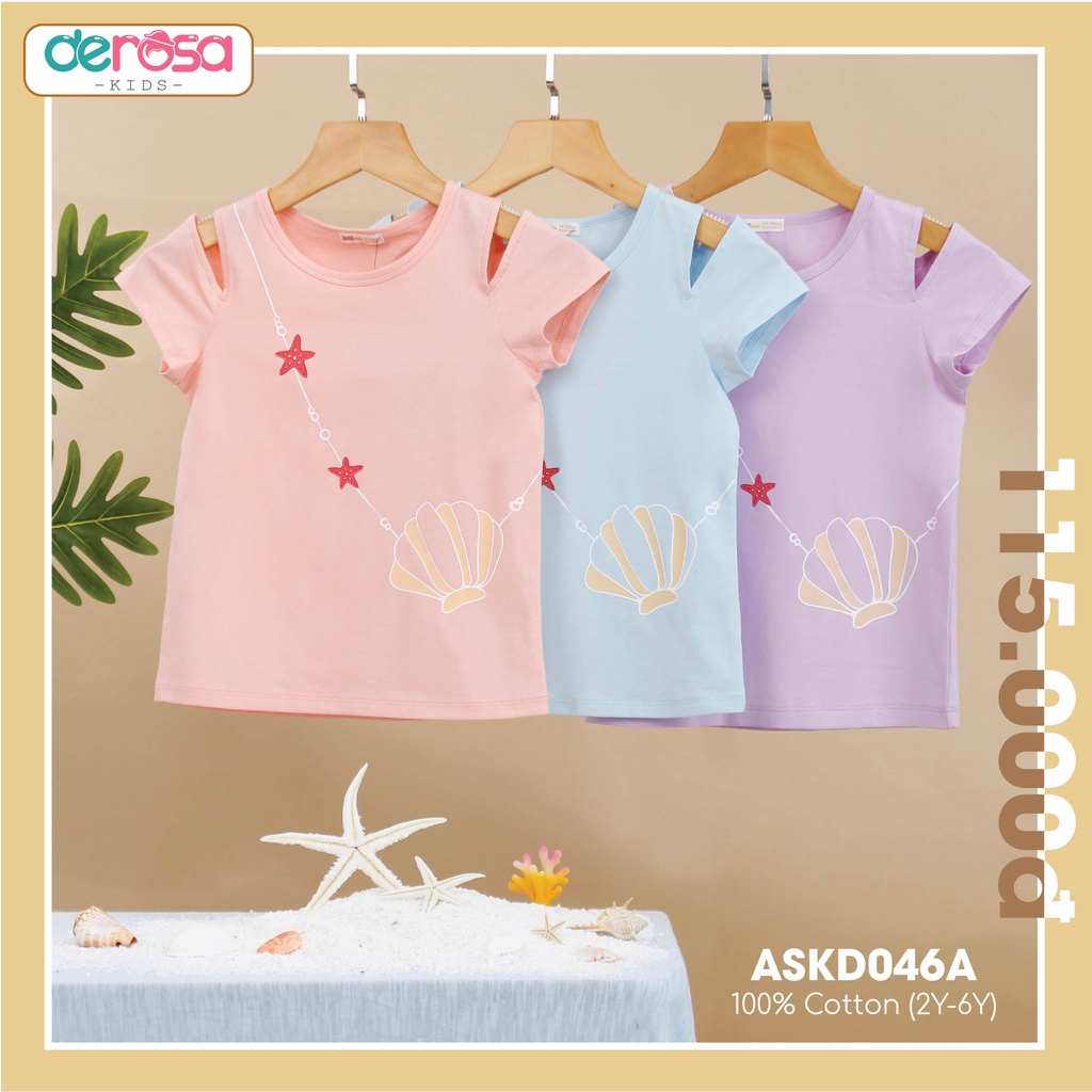Áo cộc tay cho bé gái DEROSA KIDS từ 2 - 6 tuổi KD046A-048A