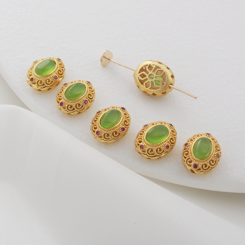 Chuỗi Hạt Ngọc Bích Màu Vàng 18k Dùng Làm Trang Sức Thủ Công diy