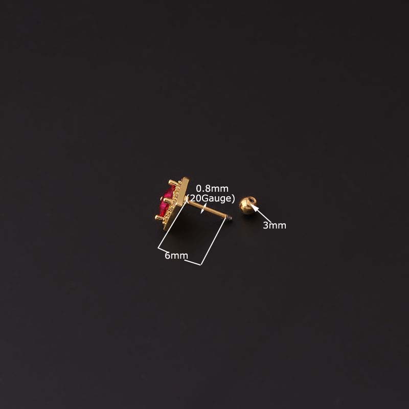1 Bông Tai Đinh Tán Hình Vuông Đính Đá Zircon 20G Dành Cho Nữ
