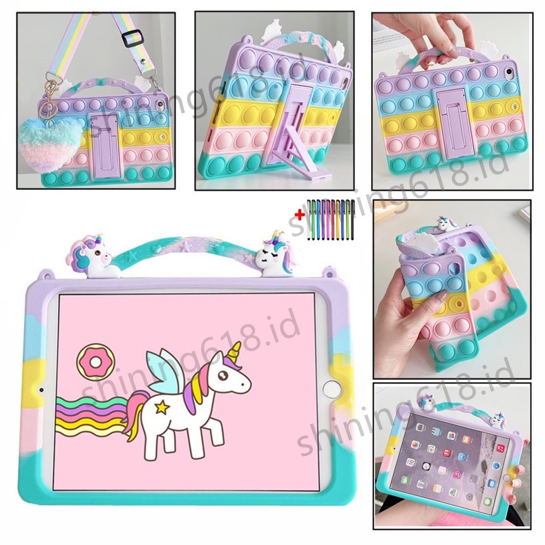 For iPad Mini 1 2 3 4 5 6 Air 1 2 3 4 5 9.7 2017 2018 10.2 7th 8th 9th 5th 6th Gen 10.5 10.9 11 Pro 2020 2021 Cartoon Soft Silicone Case With Stand Kids Tablet Cover