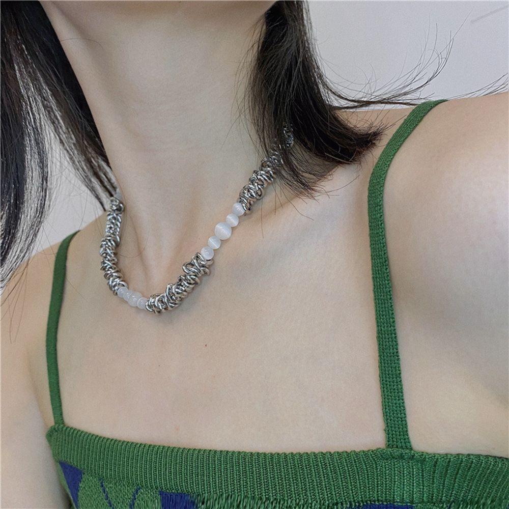 AROMA Vòng cổ Thép Titan Mặt Hình Học Phong Cách Hip Hop Hàn Quốc Thời Trang Cho Cặp Đôi