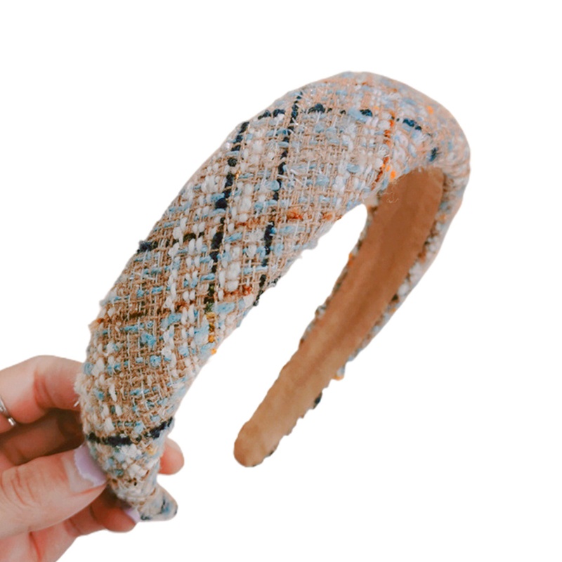 Băng Đô Vải Tweed Dệt Kim Bản Rộng Họa Tiết Kẻ Sọc Cổ Điển Thanh Lịch Cho Nữ