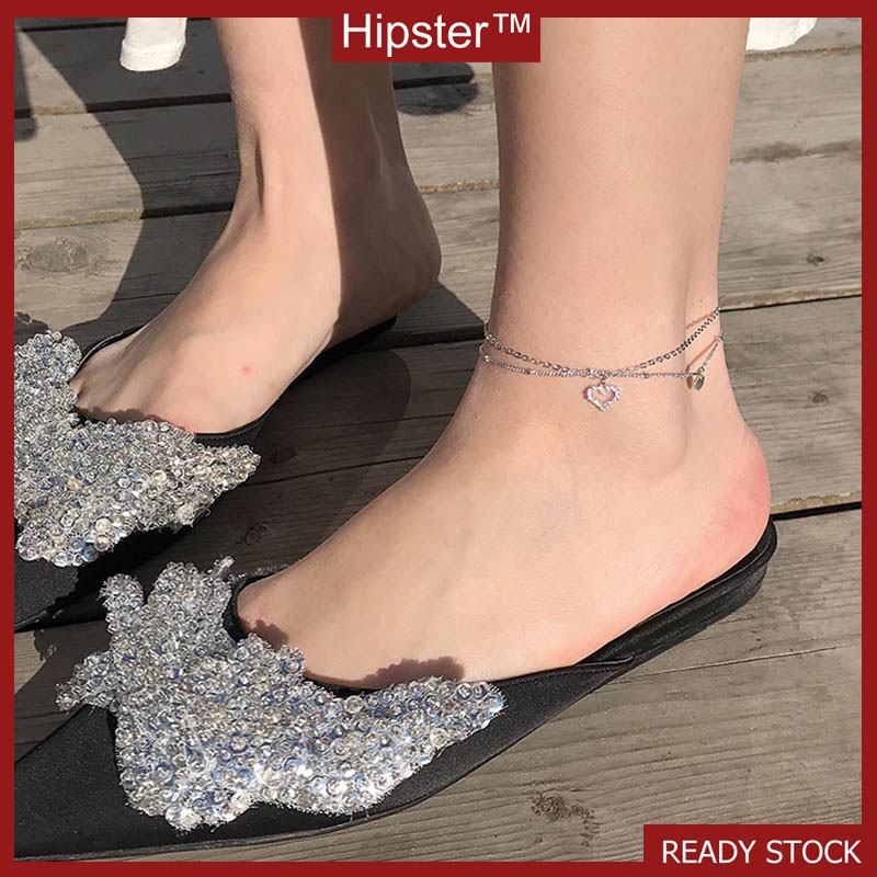 Nữ Hàn Quốc-Phong Cách Đơn Giản Sexy 925 Bạc 2 Lớp Mắt Cá Chân