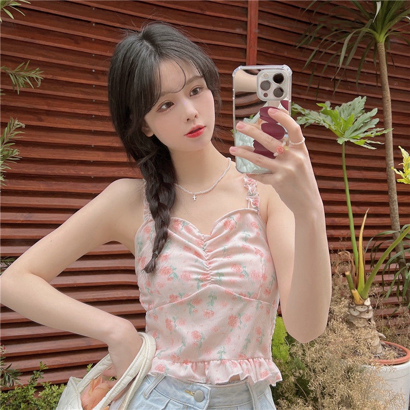 Áo Hai Dây Họa Tiết Hoa Xinh Xắn Thời Trang Cho Nữ  tao bao