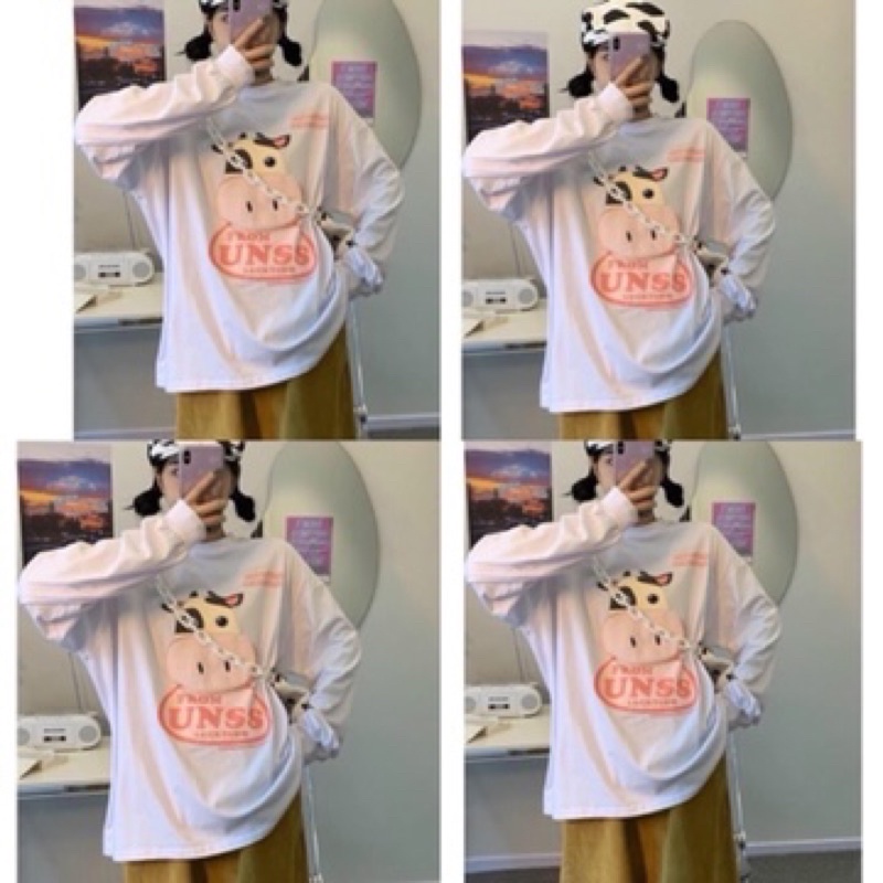[Xả Kho 02]Áo Thun Tay Dài Nữ Form Rộng SWEATER Cổ Tròn In Hình Hoạ Tiết Freesize Ulzzang Hottrend 2021