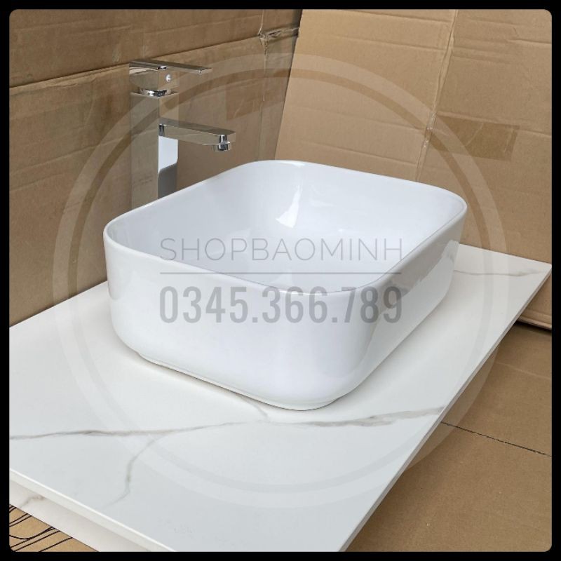 Chậu rửa mặt - Lavabo chữ nhật đặt bàn 618