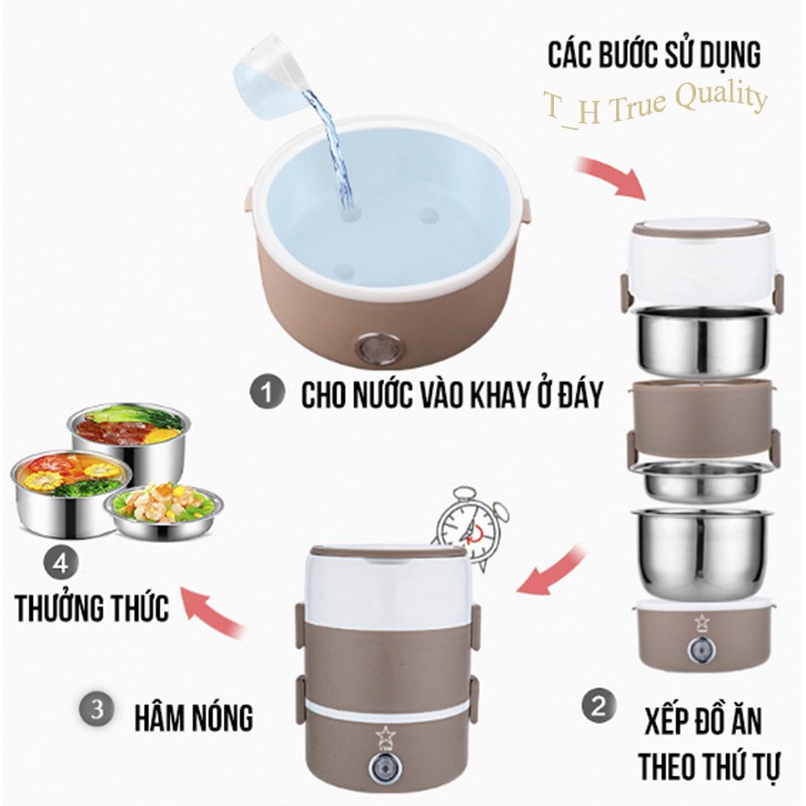 Hộp cơm văn phòng cắm điện inox 3 tầng hâm nóng nhanh chóng, cơ chế ủ hơi cực an toàn 🍅 Bảo hành 1 đổi 1