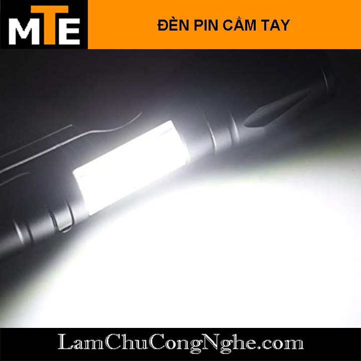 Đèn pin siêu sáng led CREE T6 cob C2 có zoom sạc cổng micro USB A100