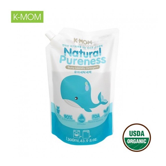 Nước giặt đồ sơ sinh với chiết xuất thảo mộc hữu cơ K-Mom Hàn Quốc (can 1700ml- túi 1300ml)