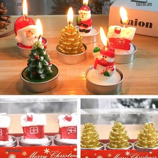 (Hàng Mới Về) Set 3 Nến Sáp Hình Ông Già Noel / Người Tuyết Trang Trí Giáng Sinh