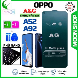 Kính Cường Lực Chống vân tay Oppo A52 / Oppo A92 - Dán Full màn hình cho điện thoại - AG Nhám Cao cấp