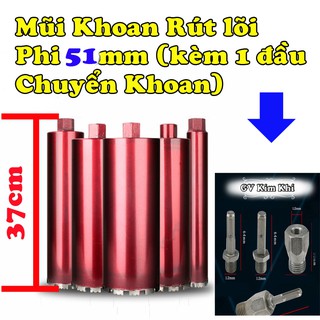 Mũi khoan Rút Lõi Bê Tông phi 89 76 63 56 51 46 + đầu chuyển khoan