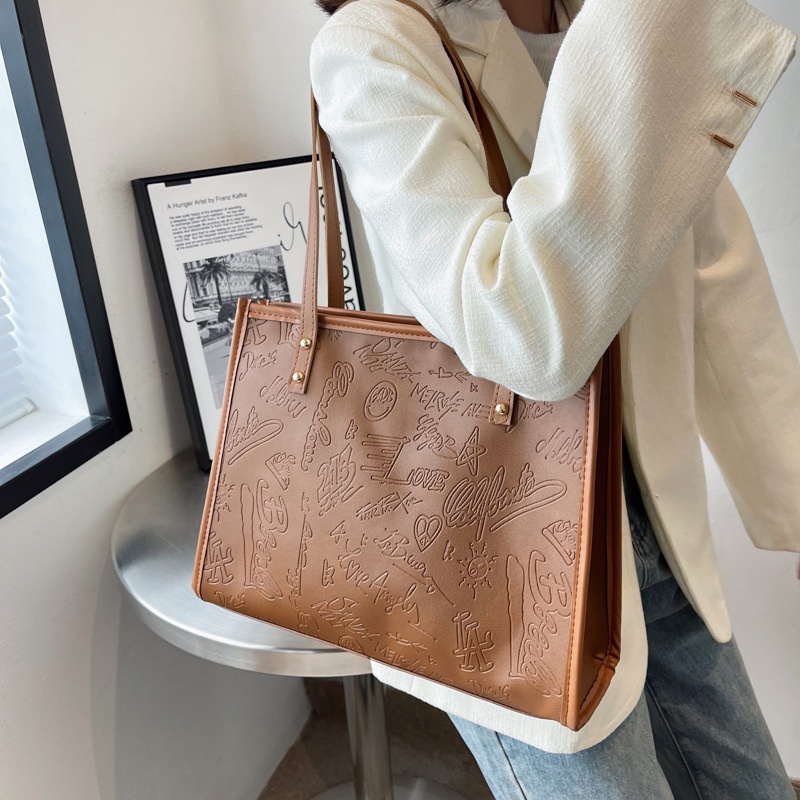 Túi Tote Đeo Vai Bằng Vải Bố Hình Cỏ Bốn Lá Sức Chứa Lớn Đơn Giản Linh Hoạt Mới