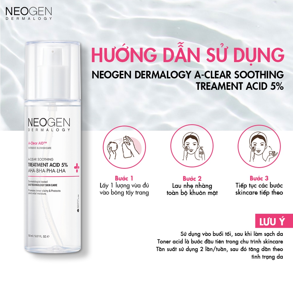 Toner Tẩy Tế Bào Chết 5% PHA - AHA - LHA - BHA Dưỡng Sáng Ngừa Mụn Neogen Dermalogy Treatment Acid 30ml/150ml