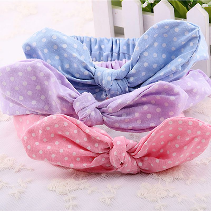 Băng Đô Nơ Họa Tiết Chấm Bi Dễ Thương Cho Bé