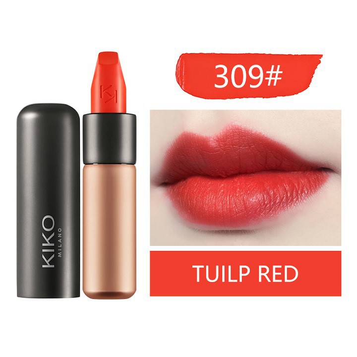 Son KiKo Velet Passion Matte Lipstick Tulip Red 309 – Đỏ Cam