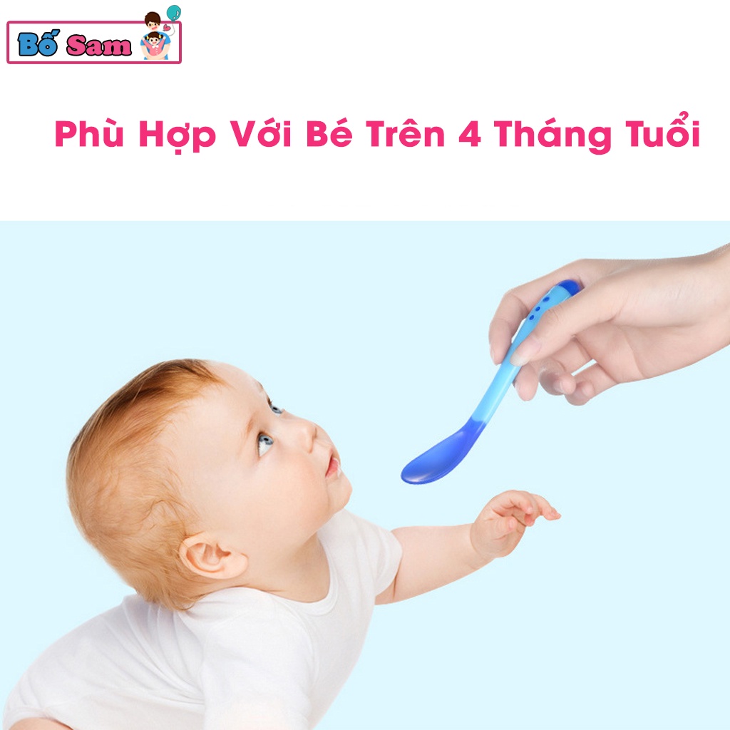 Thìa báo nóng silicon thìa ăn dặm cho bé cảm ứng nhiệt Shop Bố Sam