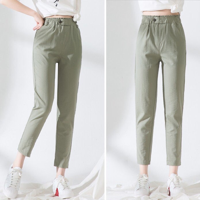 Quần baggy công sở eo chun thời trang đơn giản thanh lịch cho nữ