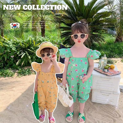 Bộ Áo Liền Quần Phối Ren Hoa Kiểu Hàn Quốc Thời Trang Mùa Hè Cho Bé Gái
