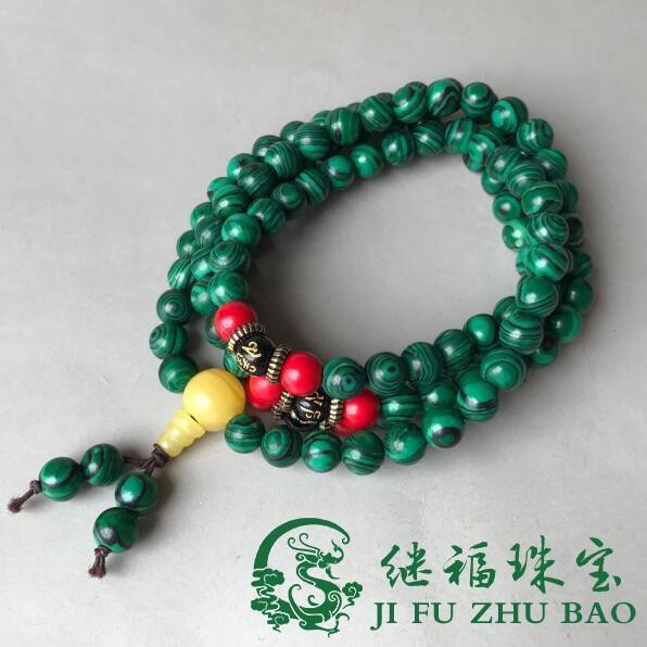 (promo) Chuỗi Hạt Đá Malachite Màu Xanh Lá 8mm 108