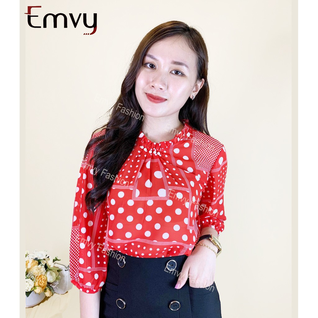 [Mã WASTUP giảm 10% tối đa 30K đơn 99K] Áo sơ mi nữ chấm bi Emvy - A2 | BigBuy360 - bigbuy360.vn