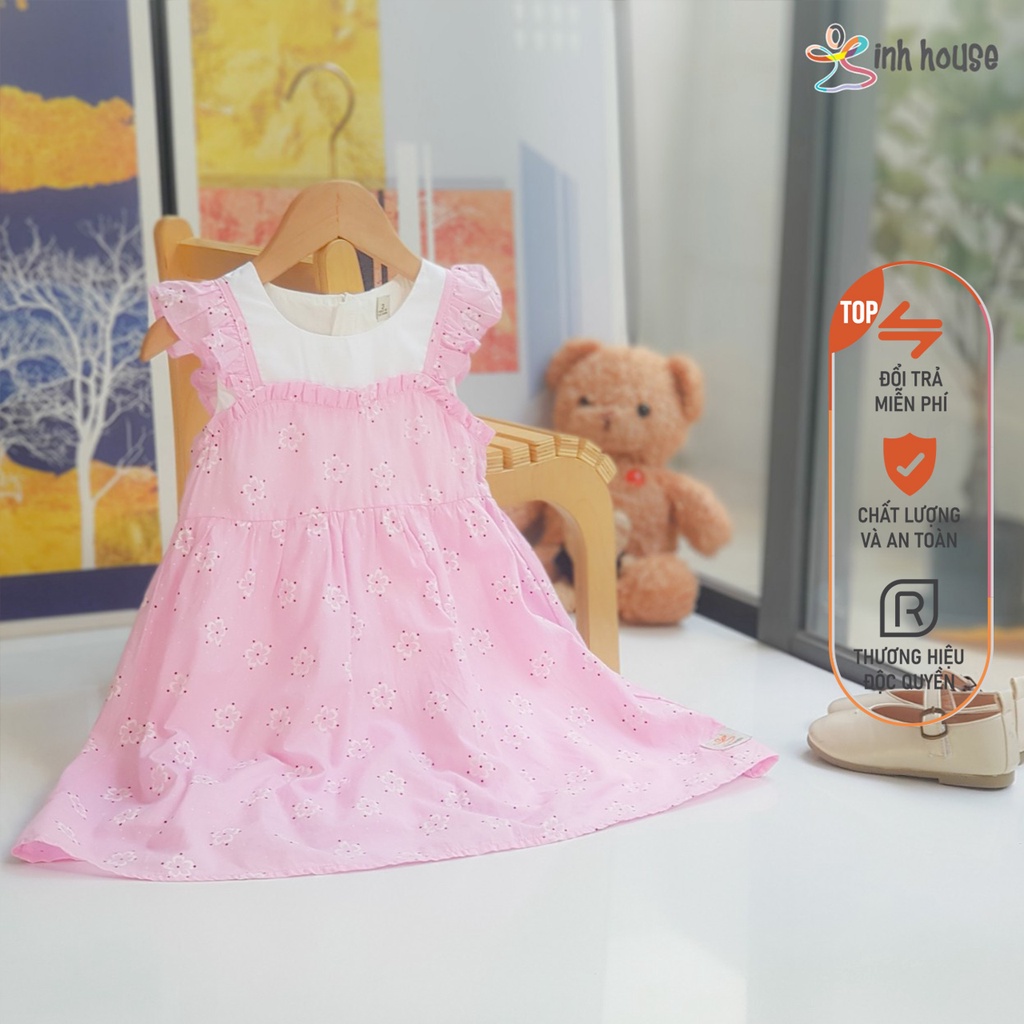 Váy trẻ em Cotton Xinh House 2 Lớp Dáng Xòe Tiểu Thư Cho Bé Gái V023