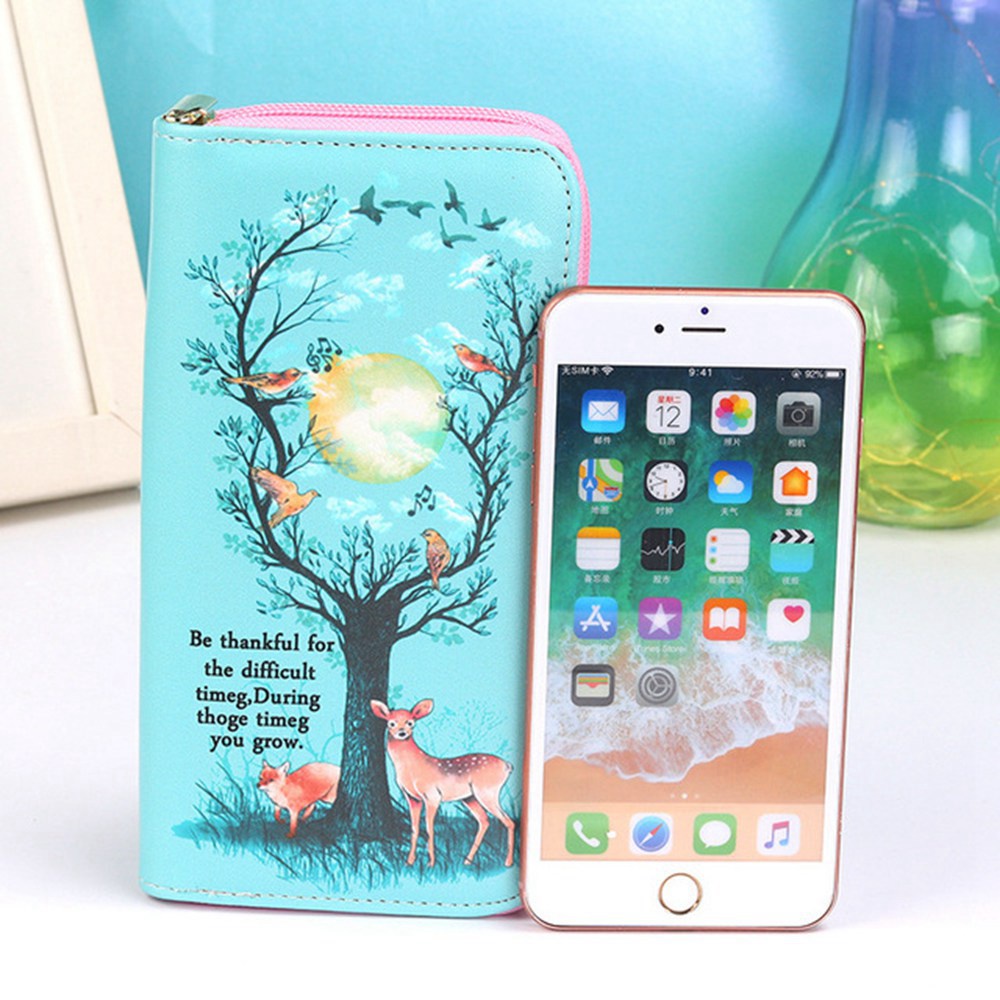 Ví Dài Cầm Tay Có Khóa Kéo In Hình Mickey Minnie Dễ Thương