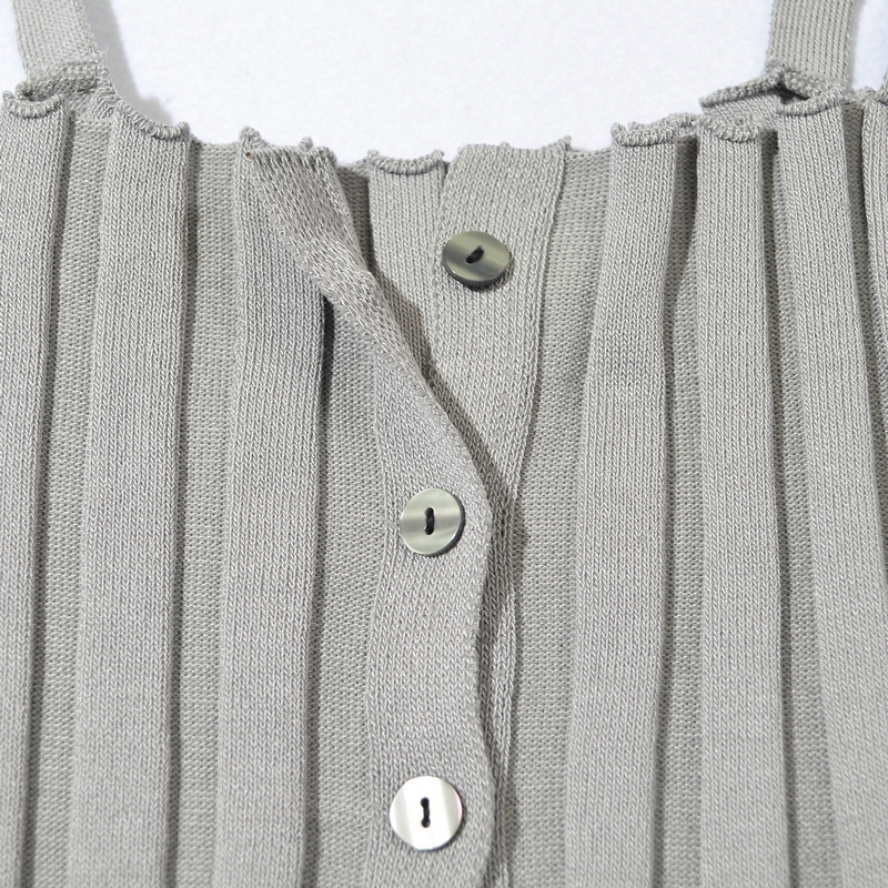 DUNEA Áo hai dây dáng ngắn phối nút thời trang cho nữ