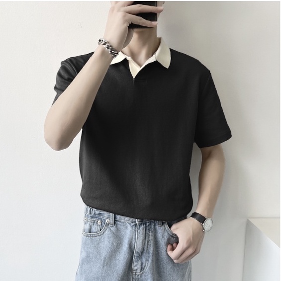 Áo Thun POLO Ngắn Tay Form Rộng Phong Cách Hàn Quốc Dành Cho Nam