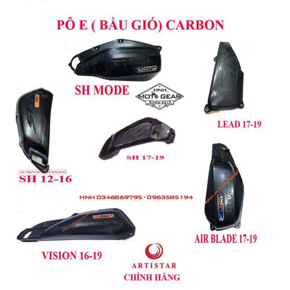 Pô E Bầu Gió Carbon Cho Nhiều Loại Xe Honda