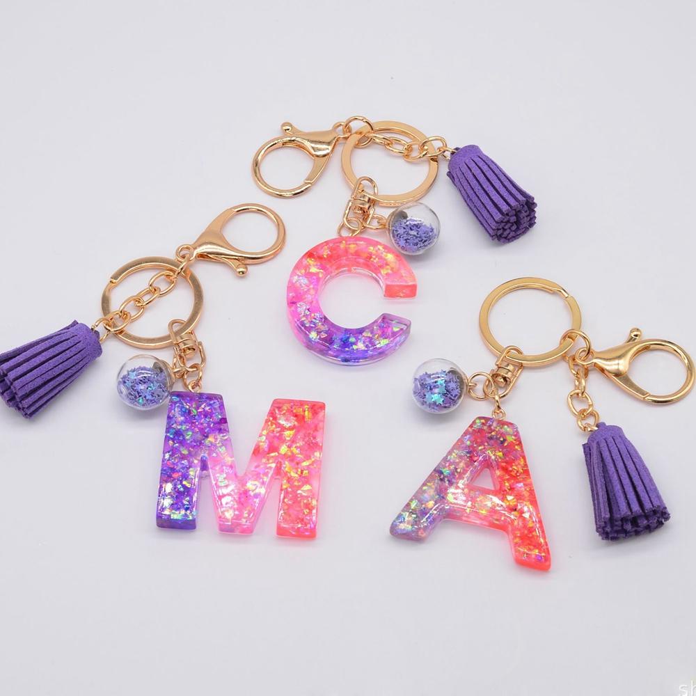 Móc Khóa Nhựa Resin In Chữ Cái Từ A-Z Sáng Tạo