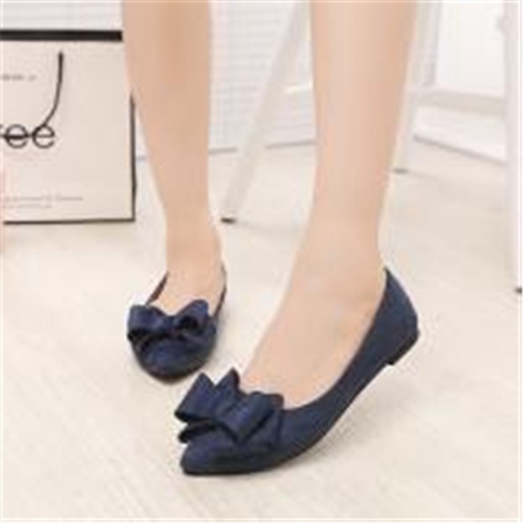 Giày Búp Bê Mũi Nhọn Đế Bằng Đính Nơ Thiết Kế Mới Có Size 34-41 Cho Nữ