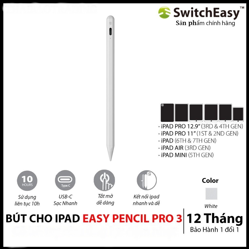 Bút cảm ứng cho iPad SwitchEasy EasyPencil Pro 3 Stylus Pencil