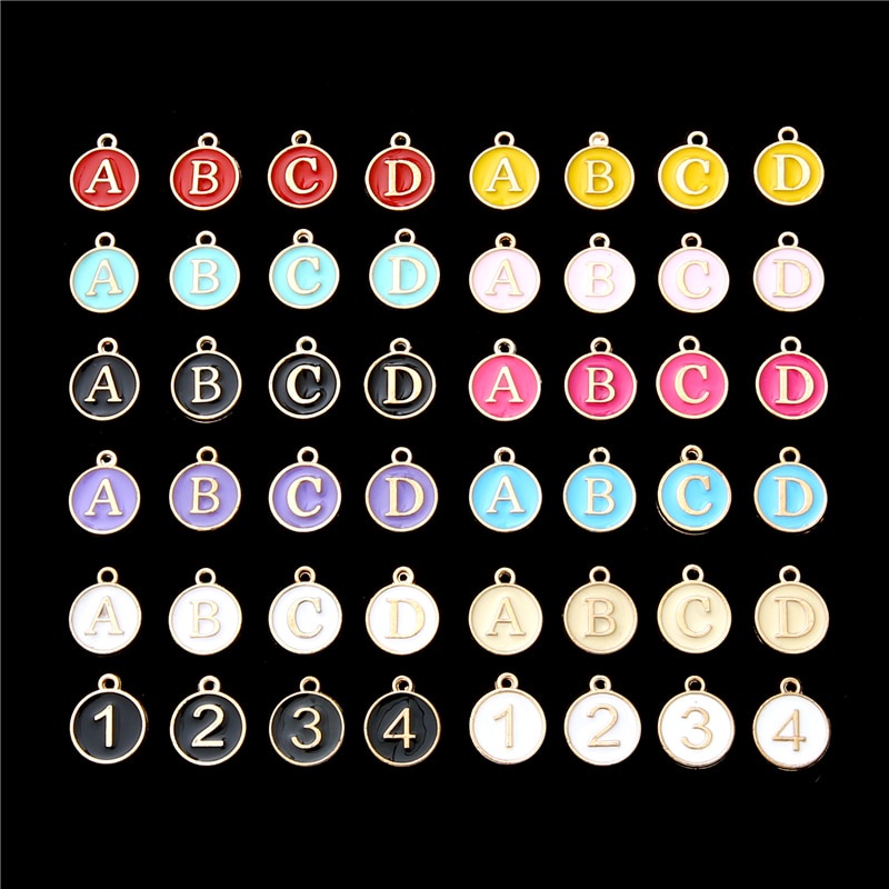 Mặt charm họa tiết chữ cái từ A-Z tráng men dùng làm vòng tay thủ công