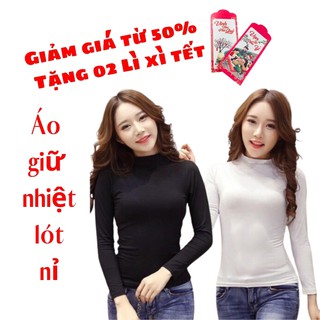Áo Giữ Nhiệt Nữ  T29 Cotton Lót Nỉ Cổ 3 Phân Cao Cấp - TRANG STORE