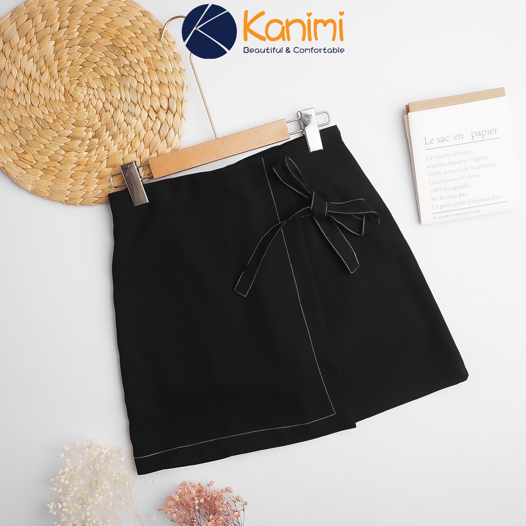 Chân váy chữ A trơn chỉ nổi đính nơ Zin99store, chân váy công sở lưng cao cá tính siêu đẹp | BigBuy360 - bigbuy360.vn