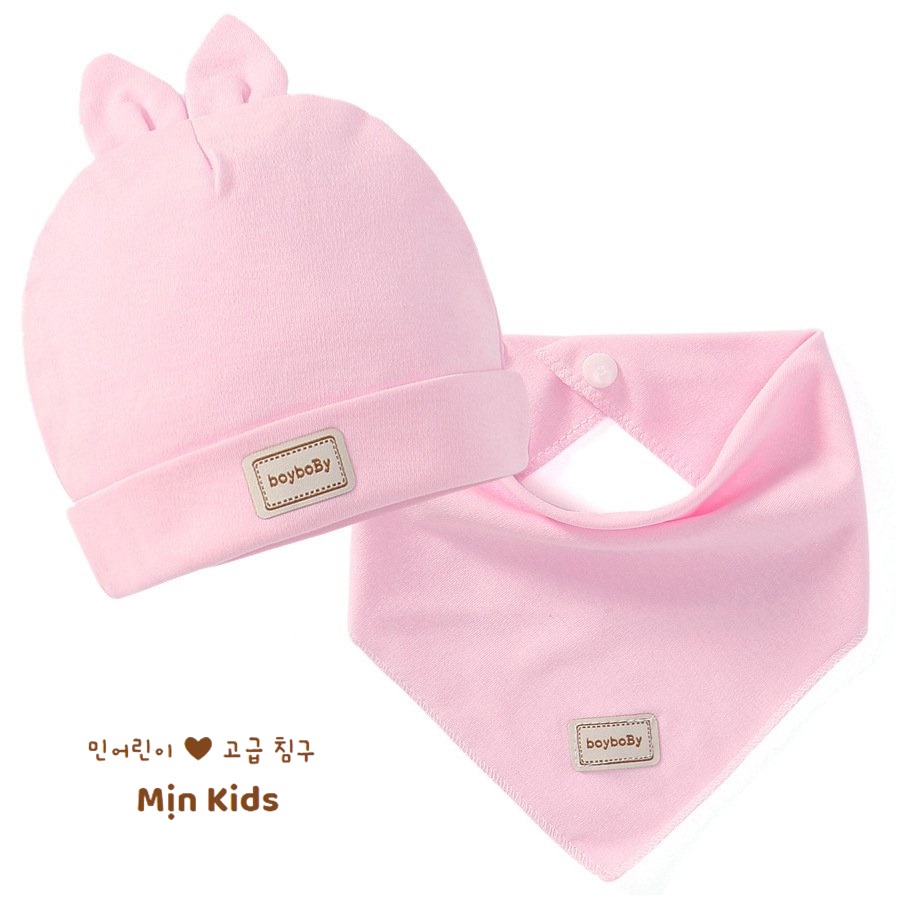 Set Mũ Kèm Yếm Sơ Sinh Chất Cotton Siêu Mềm - Mịn Kids