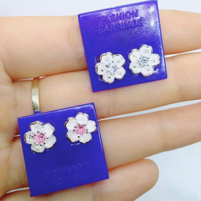 Bông tai bạc Bông tai Hoa Anh Đào bạc ta Van jewelry