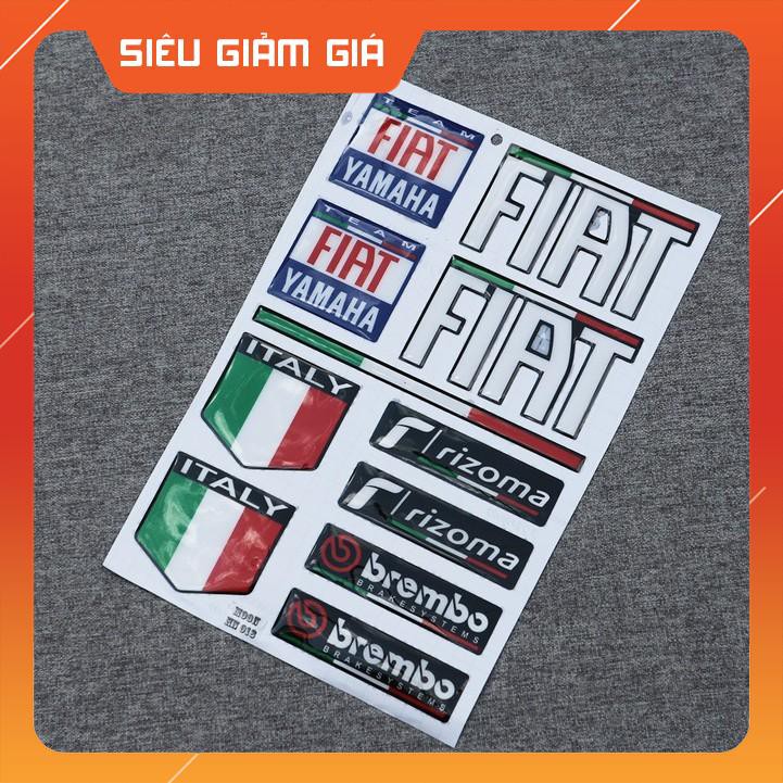 [SALE SỐC] [BIKER ƠI ] BỘ TEM DÁN XE MÁY NHIỀU LOGO FIAT YAMAHA RIZOMA ITALY .... TRANG TRÍ XE CỰC ĐẸP (SIÊU RẺ)