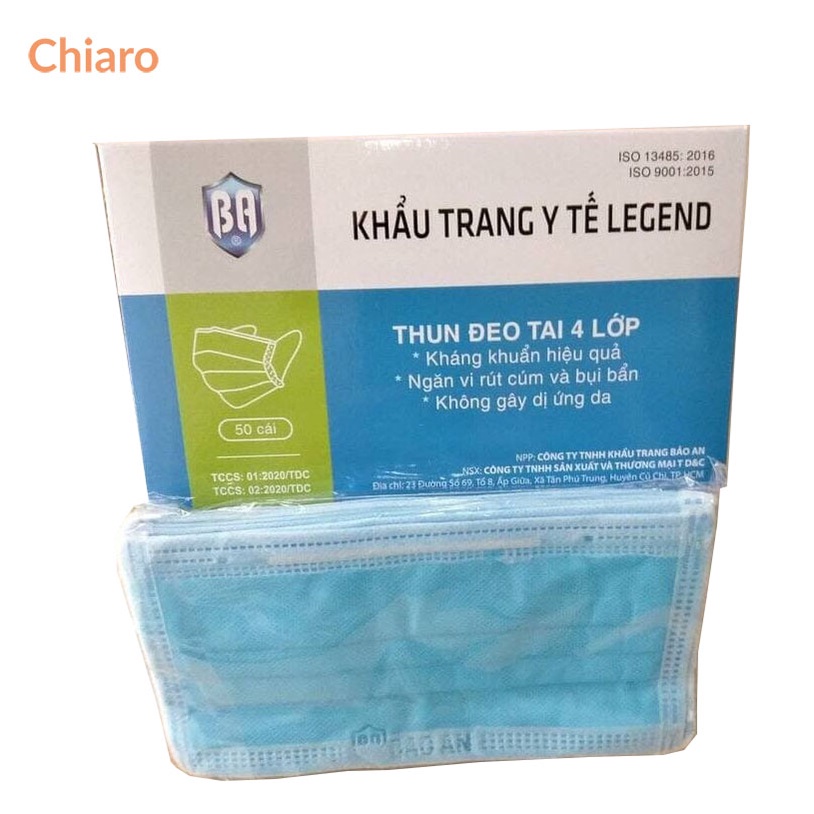 Khẩu trang kháng khuẩn 4 lớp (hộp 50 cái) - Khẩu trang y tế chất lượng cao