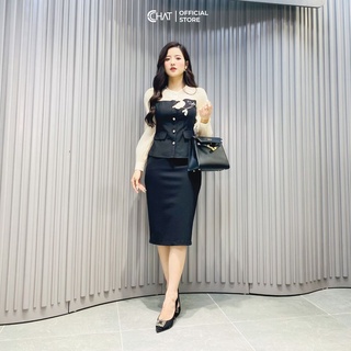 Sơ mi phối đính thêu hoa CCHAT