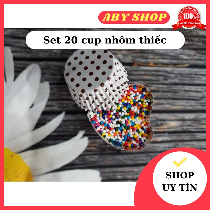 Set 20 cup nhôm thiếc ⚡ CAO CẤP ⚡ khuôn cup nhôm chuyên dụng đựng socola, chocolate