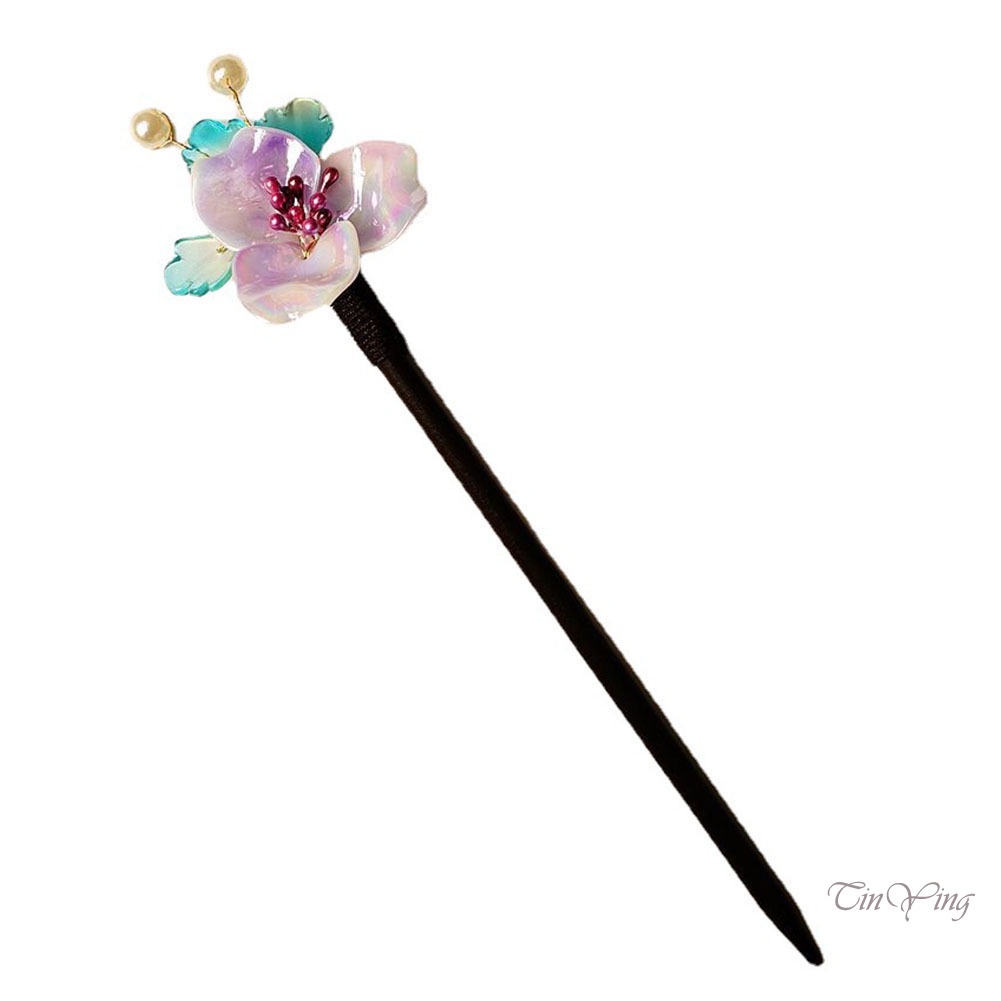GETNOIVAS Trâm Cài Tóc Bằng Gỗ Đính Hạt Và Hoa Thủ Công 18cm Thời Trang Cho Nữ