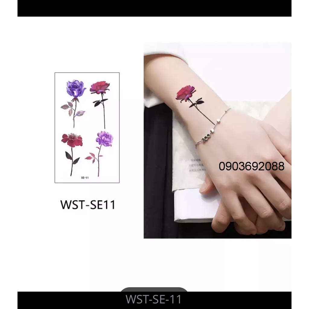 [HCM] Hình xăm dán - tattoo sticker bông hoa 10.5 x 6cm